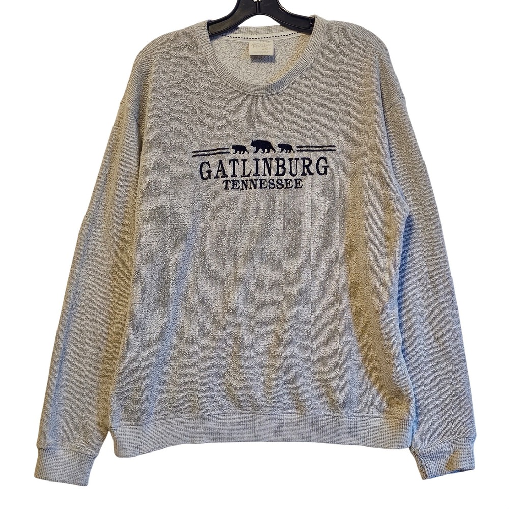 Pacific & Co Gatlinburg Tennessee Bear Embroidered Sweatshirt Mens M Gray